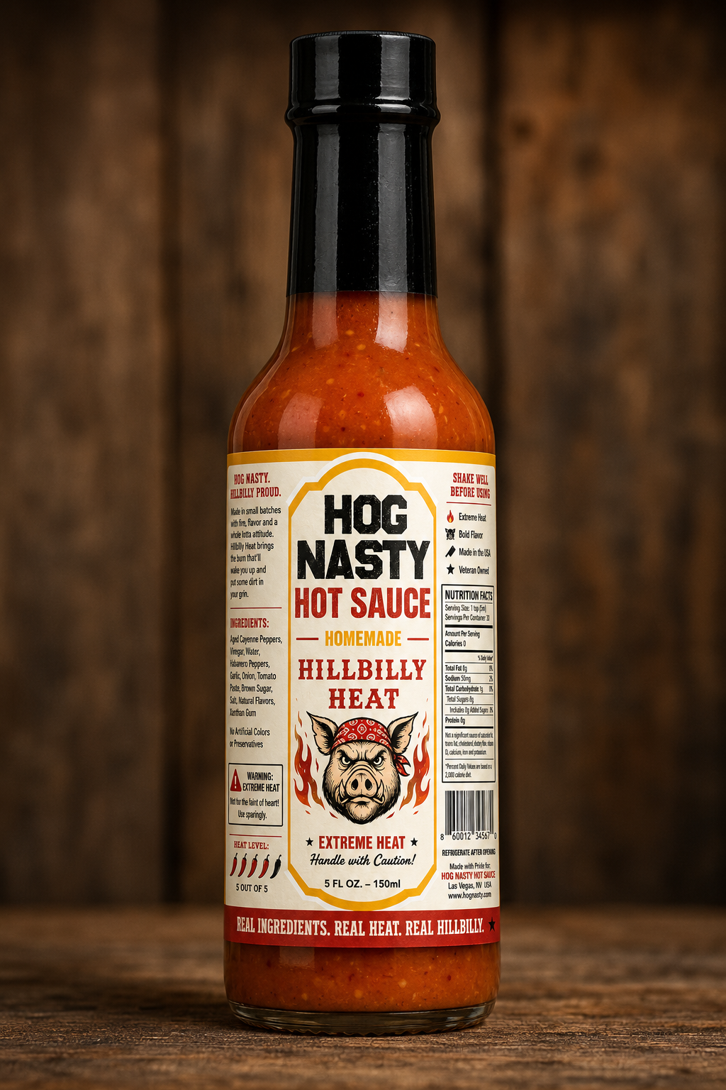 Hog Nasty Homemade Hillbilly Heat hot sauce — most popular